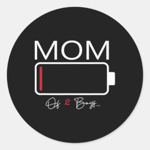 Funny Mum Of 2 Boys From Son Mothers Day Birthday Classic Round Sticker