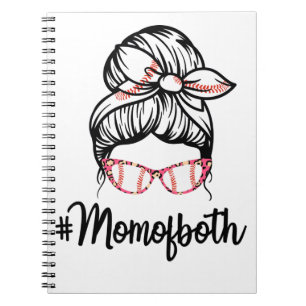 Funny Mum of Both Baseball Mum Softball Mum Notebook