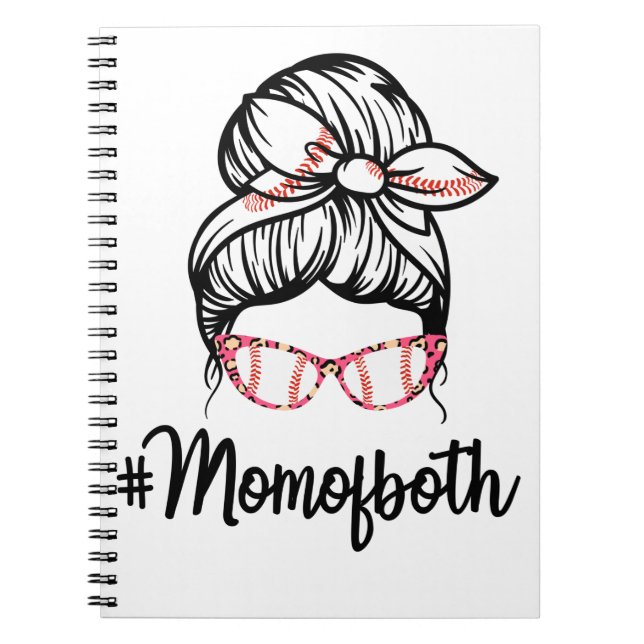 Funny Mum of Both Baseball Mum Softball Mum Notebook (Front)