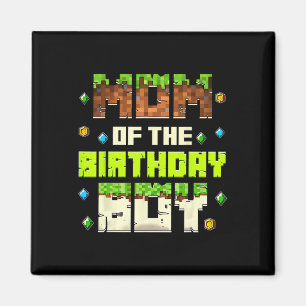 Funny Mum Of The Birthday Boy Video Gamer Pixel Bd Magnet