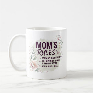 Funny Mum Rules Floral Watercolor Family Quote Coffee Mug