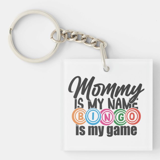 Funny Mummy Bingo word art  Key Ring (Front)