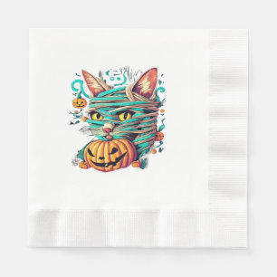 Funny Mummy Cat Halloween Napkin