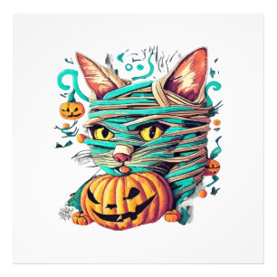 Funny Mummy Cat Halloween Photo Print