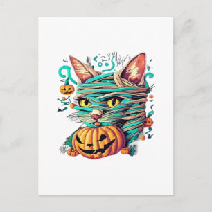 Funny Mummy Cat Halloween Postcard