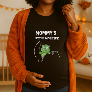 Funny Mummy Little Monster Peekaboo Pregnant T-Shirt