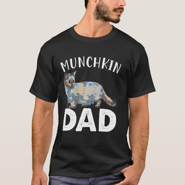Funny Munchkin Papa Cute Love Cats  Men Father Day T-Shirt (Front)