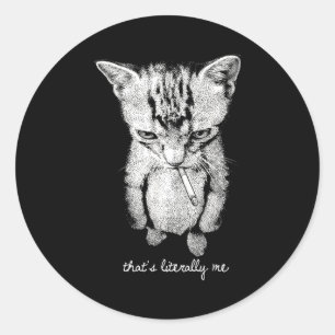 Funny munchkin smoking kitten standing cat meme classic round sticker