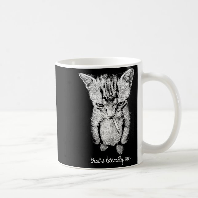 Funny munchkin smoking kitten standing cat meme  coffee mug (Right)