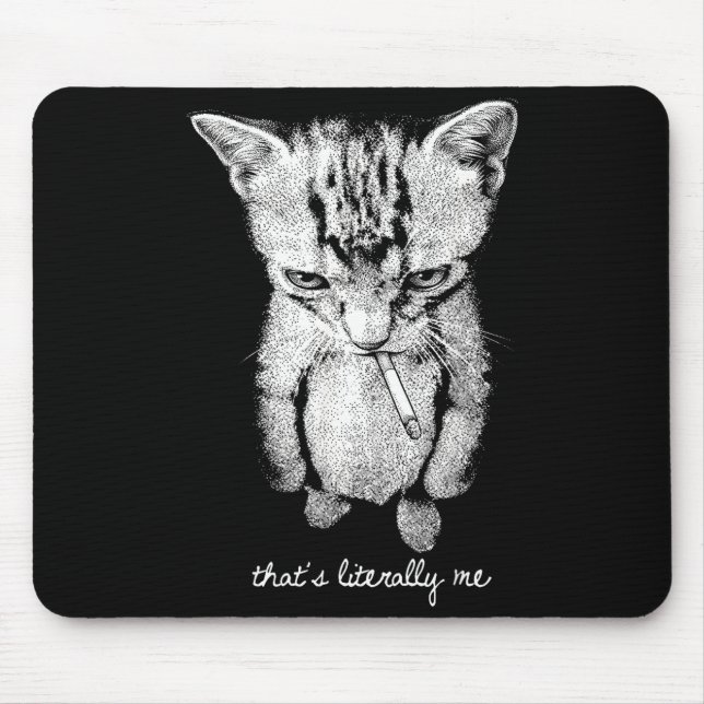 Funny munchkin smoking kitten standing cat meme  mouse pad (Front)