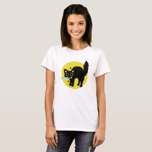 funny Murderous Black Cat, Cute Kitten with knife T-Shirt