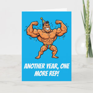 Funny Muscle Bodybuilder Birthday Gift Card