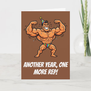 Funny Muscle Bodybuilder Birthday Gift Card