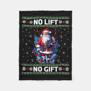 Funny Muscle Santa Lifting Ugly Christmas Sweater Fleece Blanket