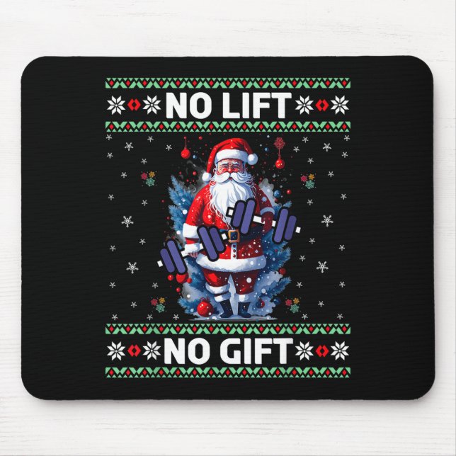 Funny Muscle Santa Lifting Ugly Christmas Sweater  Mouse Pad (Front)