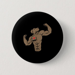 Funny Muscular Boxer Pit Bull Dog I Love Mum Tatto 6 Cm Round Badge