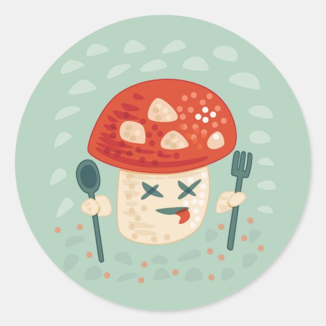 Funny Mushroom Character Cool Classic Round Sticker (Front)