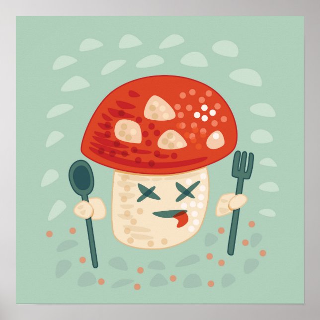 Funny Mushroom Character Poisoned Poster (Front)