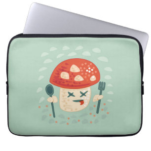 Funny Mushroom Food Character Weird Oddity Laptop Sleeve