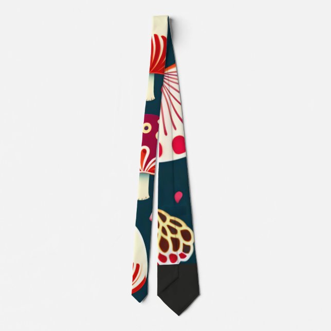 Funny mushroom Red White Watercolor Pattern Tie (Back)