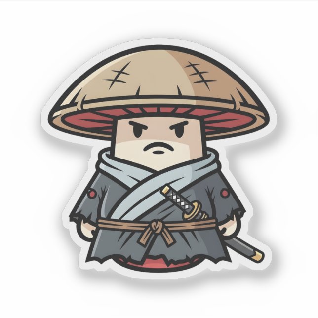 Funny Mushroom Ronin Wandering Samurai Illustratio (Front)
