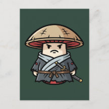 Funny Mushroom Ronin Wandering Samurai Illustratio