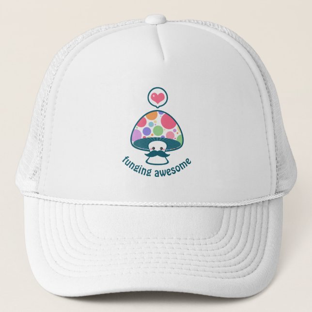 Funny Mushroom with Fungi Pun Trucker Hat (Front)