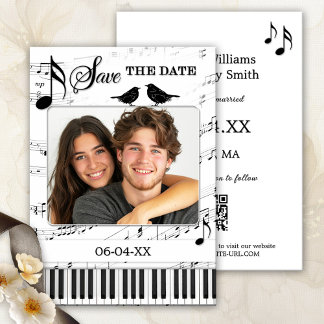 Funny Music Black and White Photo Save the Date Announcement