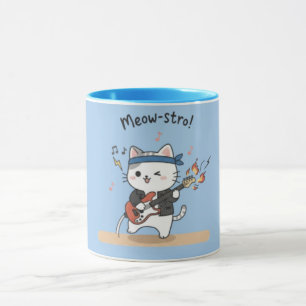 Funny Music Cat Playing Guitar Mug