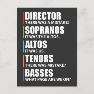 Funny Music Choir Singing Choir Joke Postcard