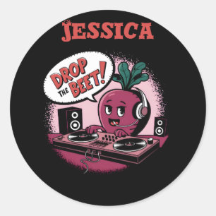 Funny Music Drop The Beet Classic Round Sticker