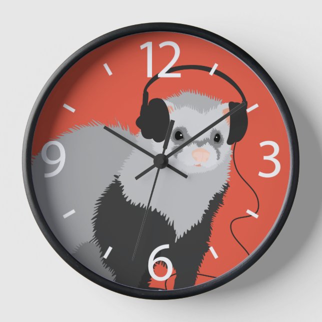 Funny Music Lover Ferret Clock (Front)