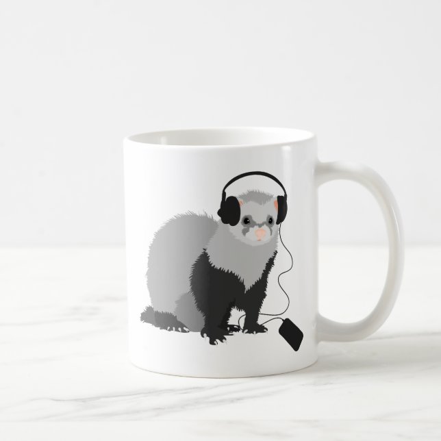 Funny Music Lover Ferret Coffee Mug (Right)