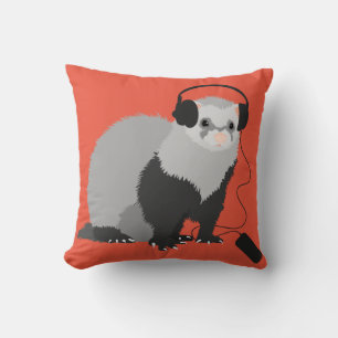 Funny Music Lover Ferret Cushion