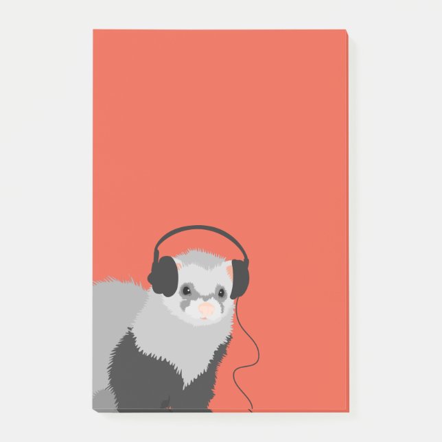 Funny Music Lover Ferret Post-it Notes (Front)