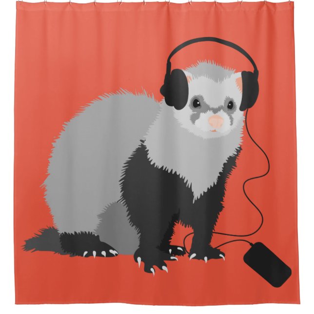 Funny Music Lover Ferret Shower Curtain (Front)