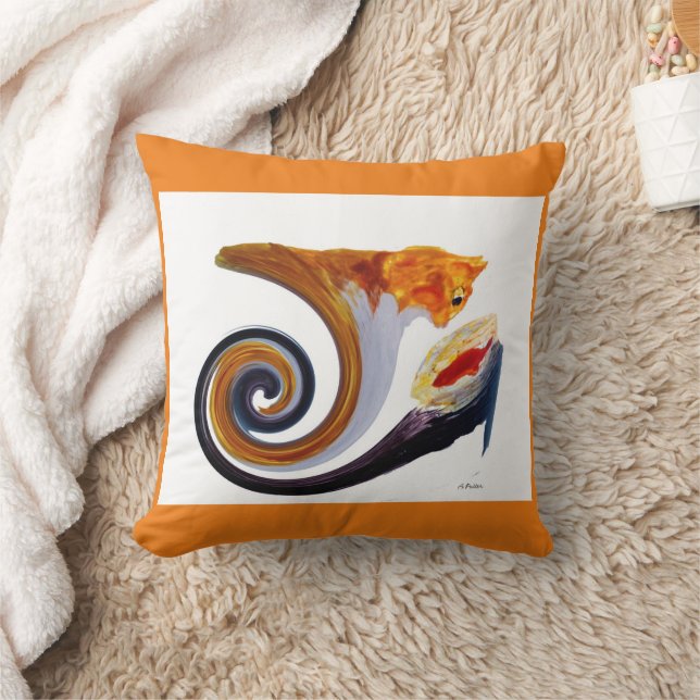 Funny Musical Abstract Ginger Cat Cushion (Blanket)
