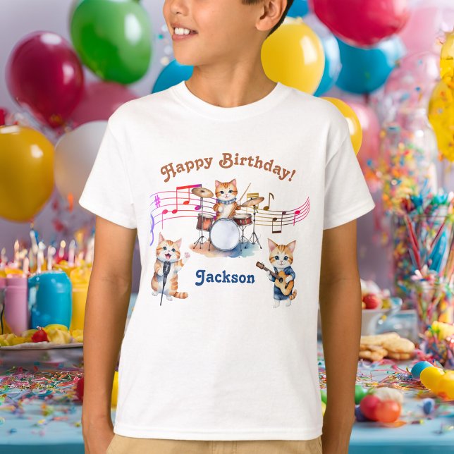 Funny Musical Cats Karaoke Kids Birthday Party  T-Shirt (Creator Uploaded)