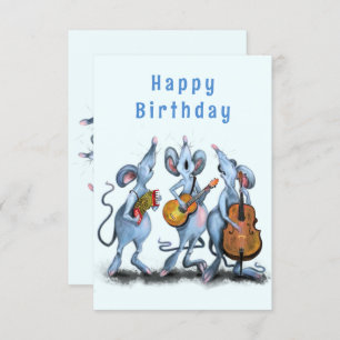 Funny Musical Mouse Band Birthday Card