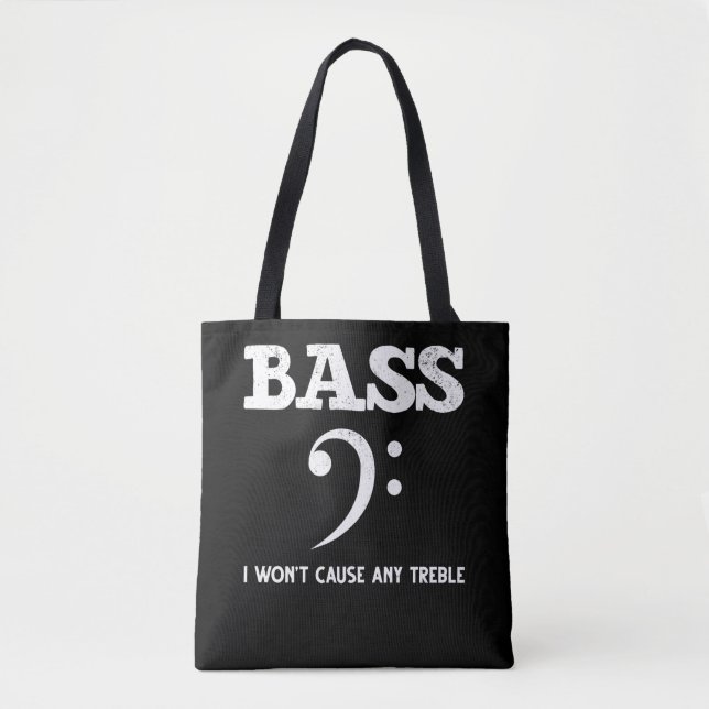 Funny Musical Treble Bass Player Tote Bag (Front)