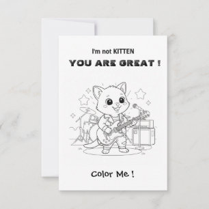 Funny Musician cat coloring card and maze