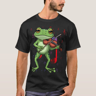Funny Musician Violinist Cute Frog Playing T-Shirt