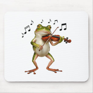 Funny Musician Violinist Cute Frog Playing Violin Mouse Pad