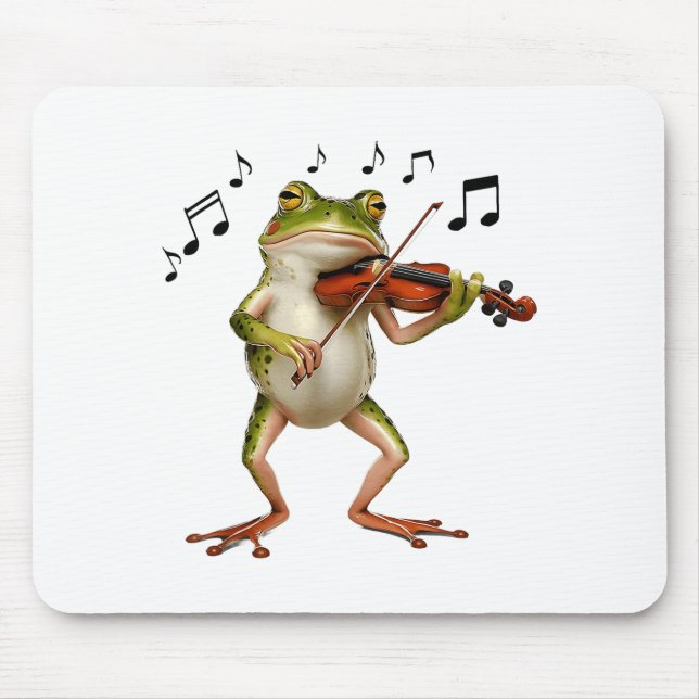 Funny Musician Violinist Cute Frog Playing Violin  Mouse Pad (Front)