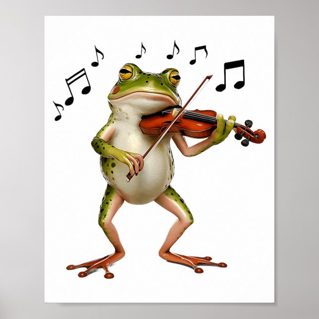 Funny Musician Violinist Cute Frog Playing Violin  Poster (Front)