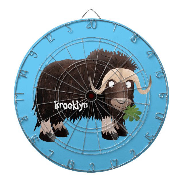 Funny musk ox cartoon illustration  dartboard (Front)
