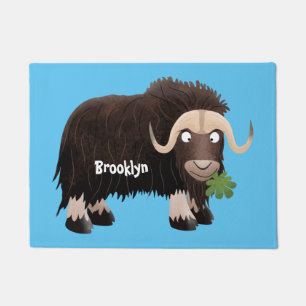 Funny musk ox cartoon illustration doormat