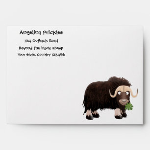 Funny musk ox cartoon illustration envelope