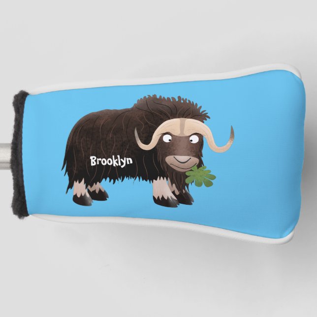 Funny musk ox cartoon illustration golf head cover (Front)