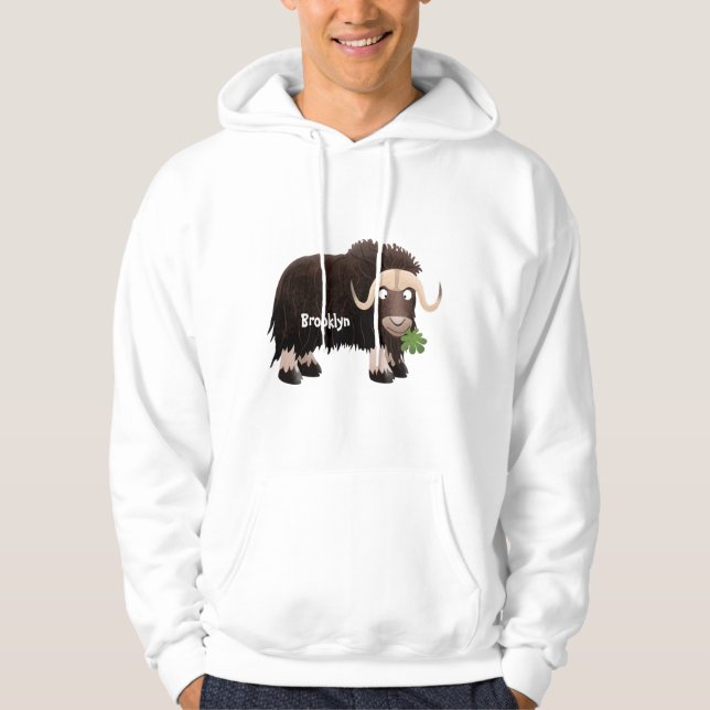 Funny musk ox cartoon illustration hoodie (Front)
